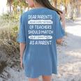 Dear Parents Your Expectations Of Teachers Should Match Men Women Women's Comfort Colors T-Shirt Back Print Blue Jean