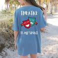 Drama Teacher For Theatre And Performing Arts Women's Comfort Colors T-Shirt Back Print Blue Jean