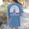 Early Headstart Cute Retro Rainbow Teachers Women's Comfort Colors T-Shirt Back Print Blue Jean
