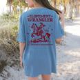 Elopement Wrangler Teacher ABA Behavior Support Cowboy Women's Comfort Colors T-Shirt Back Print Blue Jean