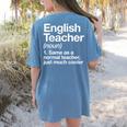 English Teacher Definition Back To School First Day Women's Comfort Colors T-Shirt Back Print Blue Jean