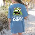 Eye Survived 100 Days Of School Monster Lover Teacher Kids Women's Comfort Colors T-Shirt Back Print Blue Jean Eye Survived 100 Days Of School Monster Lover Teacher Kids Women's Comfort Colors T-Shirt Back Print Blue Jean