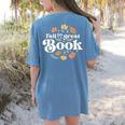 Fall For A Great Book Reading Librarian Autumn Teacher Women's Comfort Colors T-Shirt Back Print Blue Jean