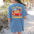 Fall In Love With Learning Pumpkin Thanksgiving Teacher Fall Women's Comfort Colors T-Shirt Back Print Blue Jean