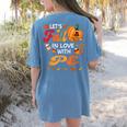 Lets Fall In Love With PE Teacher Thanksgiving Women's Comfort Colors T-Shirt Back Print Blue Jean