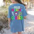 Feliz Primer Dia De Clases Kids Girl Teacher Spanish School Women's Comfort Colors T-Shirt Back Print Blue Jean