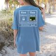 First Caffeinate Then Educate I Am Earning A Break Teacher Women's Comfort Colors T-Shirt Back Print Blue Jean