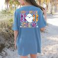 First Grade Boo Crew Teacher Student Halloween Costume Women's Comfort Colors T-Shirt Back Print Blue Jean