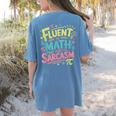 Fluent In Math And Sarcasm Math Teacher Appreciation Women's Comfort Colors T-Shirt Back Print Blue Jean
