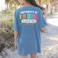 Fun University Of I'm Done Class Of 2025 Teacher Retirement Women's Comfort Colors T-Shirt Back Print Blue Jean