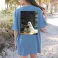 Ghost Library Halloween Book Reading Books Lover Teacher Women's Comfort Colors T-Shirt Back Print Blue Jean
