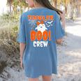 Girl Toddler Boo Crew Daycare Teacher Halloween Party Women's Comfort Colors T-Shirt Back Print Blue Jean