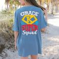 Grade K Super Squad Superhero Kindergarten Teacher Team Women's Comfort Colors T-Shirt Back Print Blue Jean