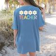 Groovy Teacher Cute Daisy Flower Retro Back To School Women's Comfort Colors T-Shirt Back Print Blue Jean Groovy Teacher Cute Daisy Flower Retro Back To School Women's Comfort Colors T-Shirt Back Print Blue Jean