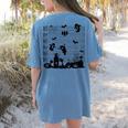 Halloween Music Note Clefs Spooky Ghost For Music Teacher Women's Comfort Colors T-Shirt Back Print Blue Jean