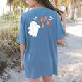 Halloween Music Note Ghost Teacher Fall Musical Instrument Women's Comfort Colors T-Shirt Back Print Blue Jean Halloween Music Note Ghost Teacher Fall Musical Instrument Women's Comfort Colors T-Shirt Back Print Blue Jean