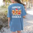 Hanging With My Cookies Gingerbread Christmas Teacher Xmas Women's Comfort Colors T-Shirt Back Print Blue Jean