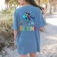 Happy First Day Of School Fish Rainbows Teacher Be Kind Women's Comfort Colors T-Shirt Back Print Blue Jean