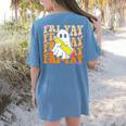 Happy Fri-Yay Friday Lovers Groovy Teacher Life Halloween Women's Comfort Colors T-Shirt Back Print Blue Jean Happy Fri-Yay Friday Lovers Groovy Teacher Life Halloween Women's Comfort Colors T-Shirt Back Print Blue Jean
