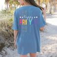 Happy Fri Yay Teacher Friday Saying Women's Comfort Colors T-Shirt Back Print Blue Jean