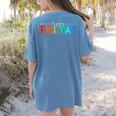 Happy Fri Yay Teacher Friday Women's Comfort Colors T-Shirt Back Print Blue Jean