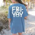 Happy Friyay Teacher Shirt Cute Teacher Fashion Fri-Yay Women's Comfort Colors T-Shirt Back Print Blue Jean