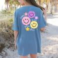 Happy To See Your Face Teacher Flower Back To School Women's Comfort Colors T-Shirt Back Print Blue Jean