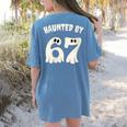 Haunted By 67 Teacher Halloween 6 7 Shirt Women's Comfort Colors T-Shirt Back Print Blue Jean