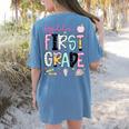 Hello First Grade Teacher Coquette Pencil Bow Back To School Women's Comfort Colors T-Shirt Back Print Blue Jean Hello First Grade Teacher Coquette Pencil Bow Back To School Women's Comfort Colors T-Shirt Back Print Blue Jean