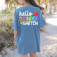 Hello Kindergarten Team Kinder Back To School Teacher Kids Women's Comfort Colors T-Shirt Back Print Blue Jean Hello Kindergarten Team Kinder Back To School Teacher Kids Women's Comfort Colors T-Shirt Back Print Blue Jean