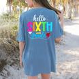 Hello Sixth Grade Cute Back To School 6th Grade Teacher Kids Women's Comfort Colors T-Shirt Back Print Blue Jean