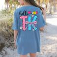 Hello TK Transitional Kindergarten Back To School Teacher Women's Comfort Colors T-Shirt Back Print Blue Jean Hello TK Transitional Kindergarten Back To School Teacher Women's Comfort Colors T-Shirt Back Print Blue Jean