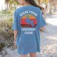 Hocus Pocus Everybody Focus Witch Halloween Teacher Women Women's Comfort Colors T-Shirt Back Print Blue Jean