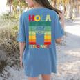 Hola Estudiantes Spanish Teacher Back To School 2025 Women's Comfort Colors T-Shirt Back Print Blue Jean