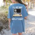 I'Ll Just Wait Until It's Quiet Skeleton Teacher Halloween Women's Comfort Colors T-Shirt Back Print Blue Jean I'Ll Just Wait Until It's Quiet Skeleton Teacher Halloween Women's Comfort Colors T-Shirt Back Print Blue Jean