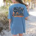 I'm Batty About My Students Watercolor Bat Teacher Halloween Women's Comfort Colors T-Shirt Back Print Blue Jean