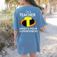 I'm a Teacher What's Your Superpower Teacher Women's Comfort Colors T-Shirt Back Print Blue Jean I'm a Teacher What's Your Superpower Teacher Women's Comfort Colors T-Shirt Back Print Blue Jean