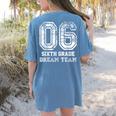 Kids Hello Sixth Back To School 6th Grade Dream Team Teacher Women's Comfort Colors T-Shirt Back Print Blue Jean