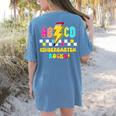 Kindergarten ABCD Rocks Teacher Student Back To School Women's Comfort Colors T-Shirt Back Print Blue Jean