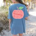Kindergarten Apple Word Art For Teachers & Students Women's Comfort Colors T-Shirt Back Print Blue Jean Kindergarten Apple Word Art For Teachers & Students Women's Comfort Colors T-Shirt Back Print Blue Jean