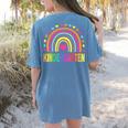 Kindergarten Rainbow Girls Boys Teacher Team Kinder Squad Women's Comfort Colors T-Shirt Back Print Blue Jean Kindergarten Rainbow Girls Boys Teacher Team Kinder Squad Women's Comfort Colors T-Shirt Back Print Blue Jean