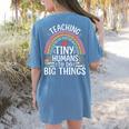 Kindergarten Teacher Tiny Humans Pre-School Teacher Women's Comfort Colors T-Shirt Back Print Blue Jean Kindergarten Teacher Tiny Humans Pre-School Teacher Women's Comfort Colors T-Shirt Back Print Blue Jean