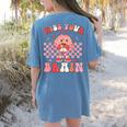 Kiss Your Brain Valentines Test Day Teacher Squad Kids Women's Comfort Colors T-Shirt Back Print Blue Jean