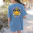 Lets Learn Today Shirt Smile Face 4K Teacher Back To School Women's Comfort Colors T-Shirt Back Print Blue Jean