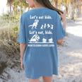 Let's Eat Kids Fun Dinosaurs Grammar Teacher Women's Comfort Colors T-Shirt Back Print Blue Jean
