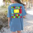 Level Up Your Education Gaming Inspired Teacher Gamers Women's Comfort Colors T-Shirt Back Print Blue Jean