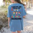 Love Job For Little Reasons Daycare Teacher Graphic Women's Comfort Colors T-Shirt Back Print Blue Jean