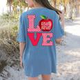 Love Kindergarten Cute Apple School Teacher Women's Comfort Colors T-Shirt Back Print Blue Jean Love Kindergarten Cute Apple School Teacher Women's Comfort Colors T-Shirt Back Print Blue Jean