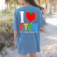I Love STEM Student Teacher 1st Day Of School Back To School Women's Comfort Colors T-Shirt Back Print Blue Jean