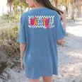 Maestra Teacher Spanish Back To School First Day Of School Women's Comfort Colors T-Shirt Back Print Blue Jean